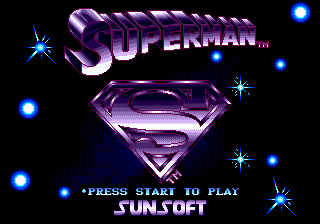Superman title screen for Sega Genesis
